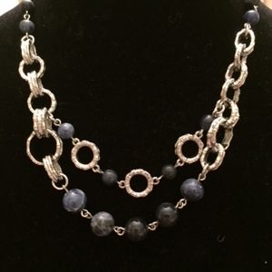 Talbots double-strand blue and silver necklace